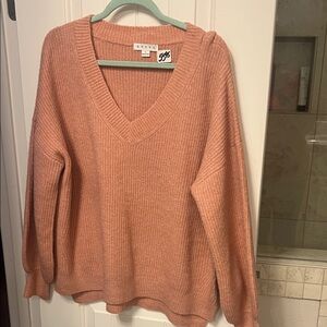 Hyfve Women's V-Neck Sweater in Soft salmon color